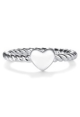 little cute heart twisted rope band silver baby ring  